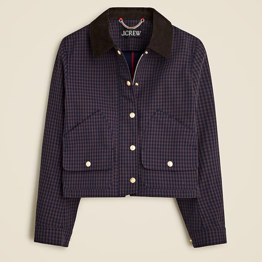 J. Crew Short Barn Jacket in Plaid